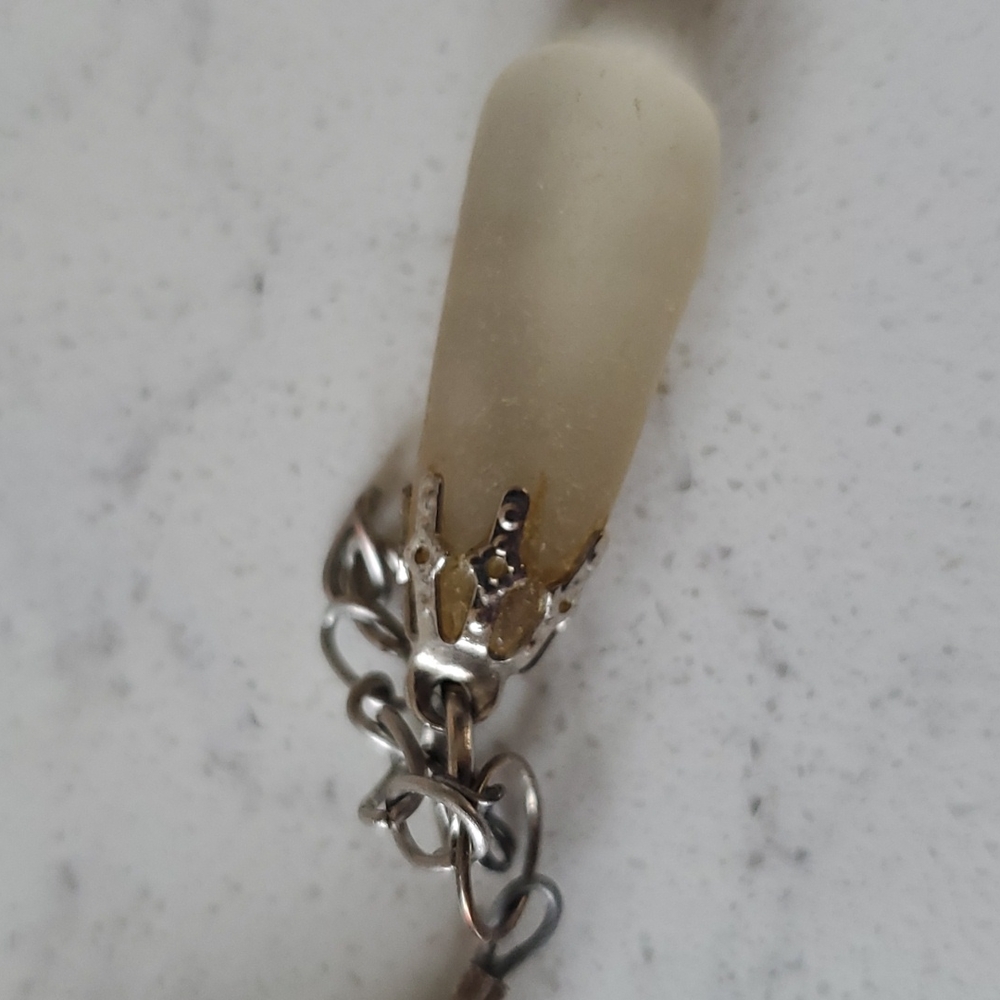 Beautiful sage green and white seaglass 7" bracelet - Picture 3 of 4